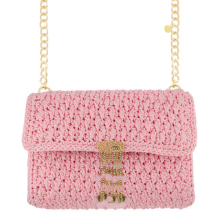 Borsa crochet rosa con pietre - Flora