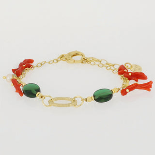 Bracciale argento 925 con corallo rosso e pietre naturali - Adriel
