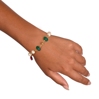 Bracciale con perle e pietre fucsia e verde - Syria