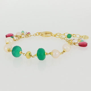 Bracciale con perle e pietre fucsia e verde - Syria