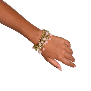 Bracciale importante con pietre rosa e verdi - Flora