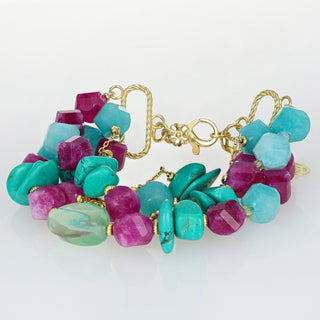 Bracciale 4 fili con agata e amazzonite - Smeralda