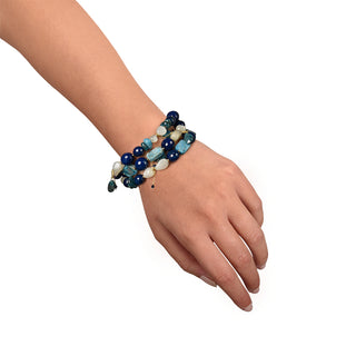 Bracciale a tre fili in argento 925 e pietre  indossata - Athena