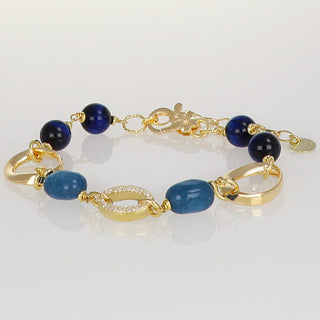 Bracciale con agata e occhio di tigre blu  - Clori