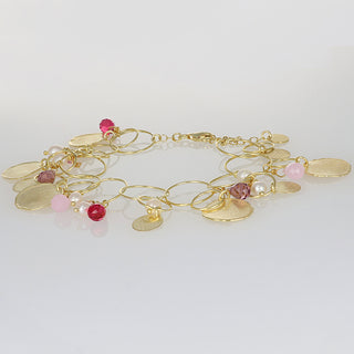 Bracciale con charms, perle e pietre fucsia - Arthemide