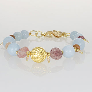 Bracciale con giada celeste e quarzo fragola - Eris