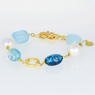 Bracciale con perle e quarzi blu - Denia