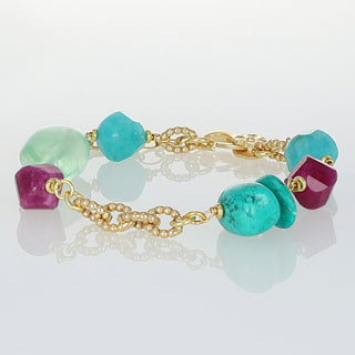 Bracciale da donna con pietre verdi e fucsia - Smeralda