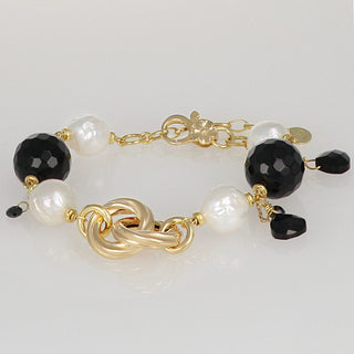 Bracciale onice nero e perle vere donna - Era