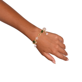 Braccialetto argento bagnato oro con pietre naturali - Flora
