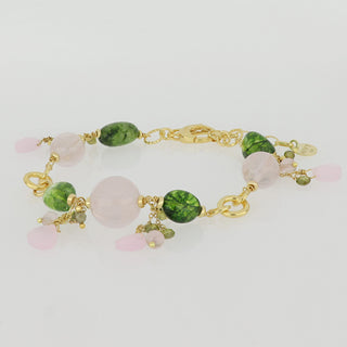 Braccialetto argento bagnato oro con pietre naturali - Flora