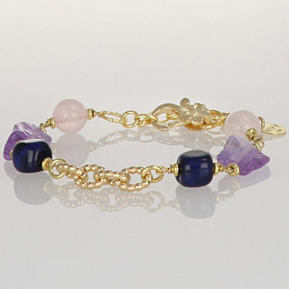 Braccialetto con pietre naturali blu e rosa - Afrodite