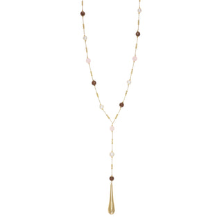 Collana Lunga Argento 925 Quarzo Rosa Perle - Glenda