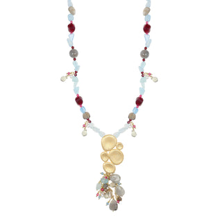 Collana Lunga Giada Corniola Perle Zirconi - Millie