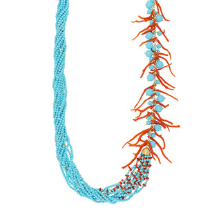 Collana Torchon con rami di corallo - Nima