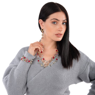 Collana Tre Fili Labradorite Argento 925 - Luna indossata