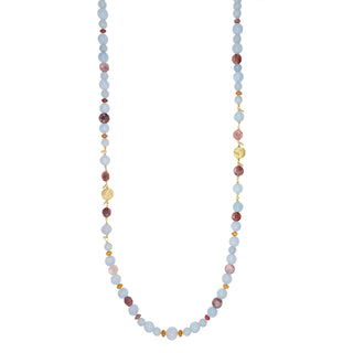 Collana con giada celeste e quarzo fragola - Eris