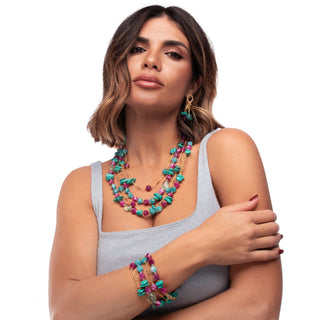 Collana da donna con agata e amazzonite Smeralda indossata