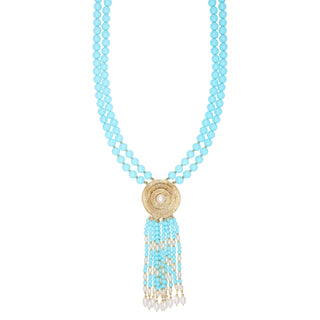 Collana lunga a frangia con perle e turchese - Clea