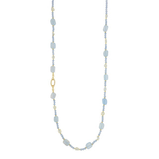 Collana lunga con acquamarina e quarzo naturali - Ilary