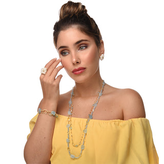 Collana lunga con acquamarina e quarzo naturali - Ilary