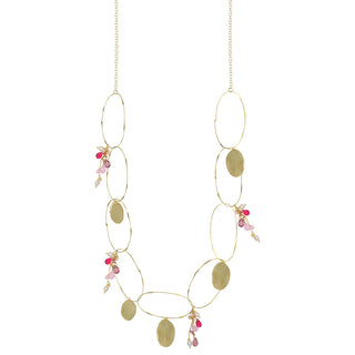Collana lunga con perle e pietre fucsia - Arthemide
