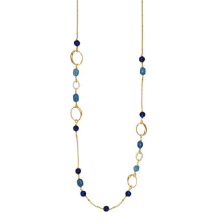 Collana lunga con pietre naturali blu - Clori