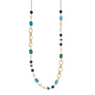 Collana lunga in argento 925 e pietre  - Aura