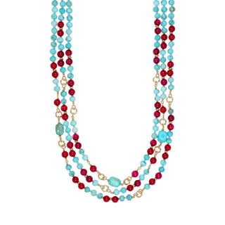 Collana tre fili in turchese e agata - Ginevra