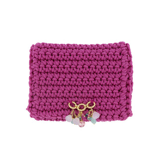 Portafoglio fucsia uncinetto e pietre - Barbara