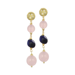 orecchini in pietra pendenti blu e rosa - Afrodite