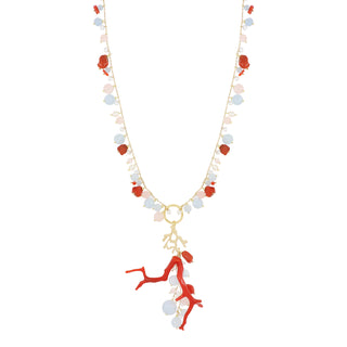 Collana corallo rosso con ramo - Azzurra