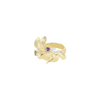 Anello con foglie satinate e zirconi multicolor - Aria