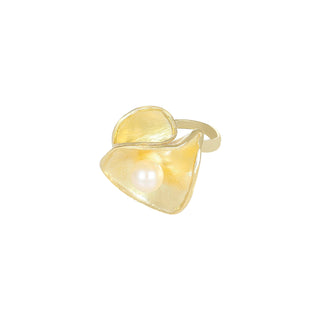Anello in argento dorato con perla d’acqua dolce - Odelia