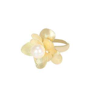 Anello in argento dorato con perla d'acqua dolce - Velia