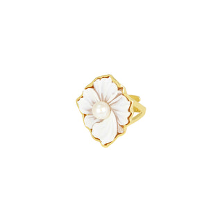 Anello in cammeo artigianale con perla d'acqua dolce - Calia