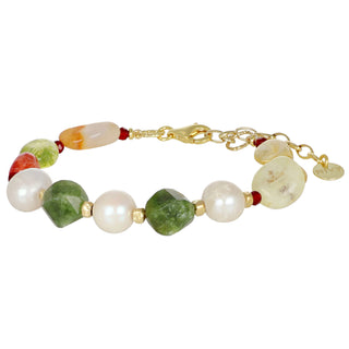 Bracciale giada verde e perle - Nivy essence
