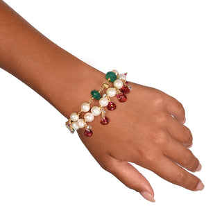 Bracciale donna perle e pietre colorate elegante - Syria