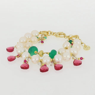 Bracciale donna perle e pietre colorate elegante - Syria