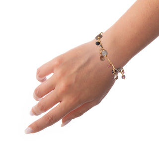 Bracciale Ciondoli Acquamarina Labradorite Zirconi - Millie indossata