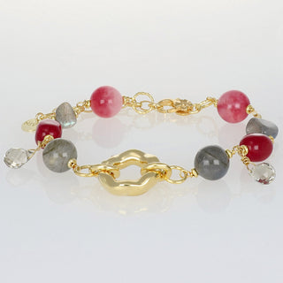 Bracciale Labradorite Quarzo Rosa Argento 925 - Luna