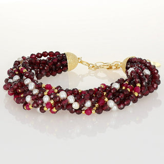 Bracciale Multifilo Isadora Agata Rubino Perle - Isadora