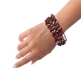 Bracciale Multifilo Isadora Agata Rubino Perle - Isadora indossato