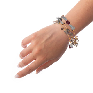 Bracciale Multistrato Acquamarina Labradorite Granato - Millie indossato