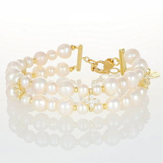 Bracciale Multistrato Onice Perle Zirconi - Nara