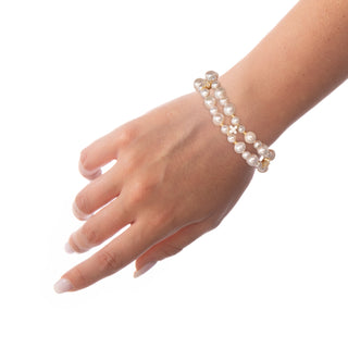 Bracciale Multistrato Onice Perle Zirconi - Nara indossato