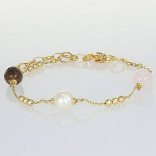 Bracciale Quarzo Fumé Rosa Perle Argento 925 - Glenda