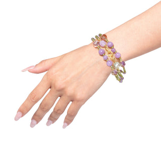Bracciale a 3 fili con agate viola e zirconi verdi - Carlotta