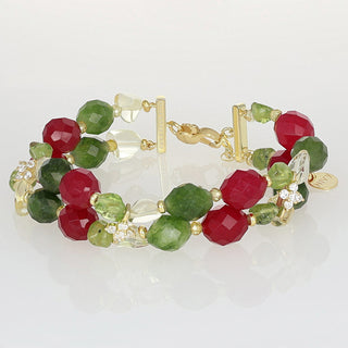 Bracciale a due fili con agate e peridoto -  Elisa