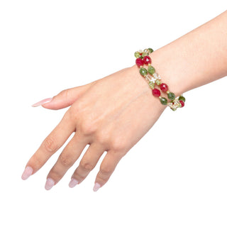 Bracciale a due fili con agate e peridoto -  Elisa indossato